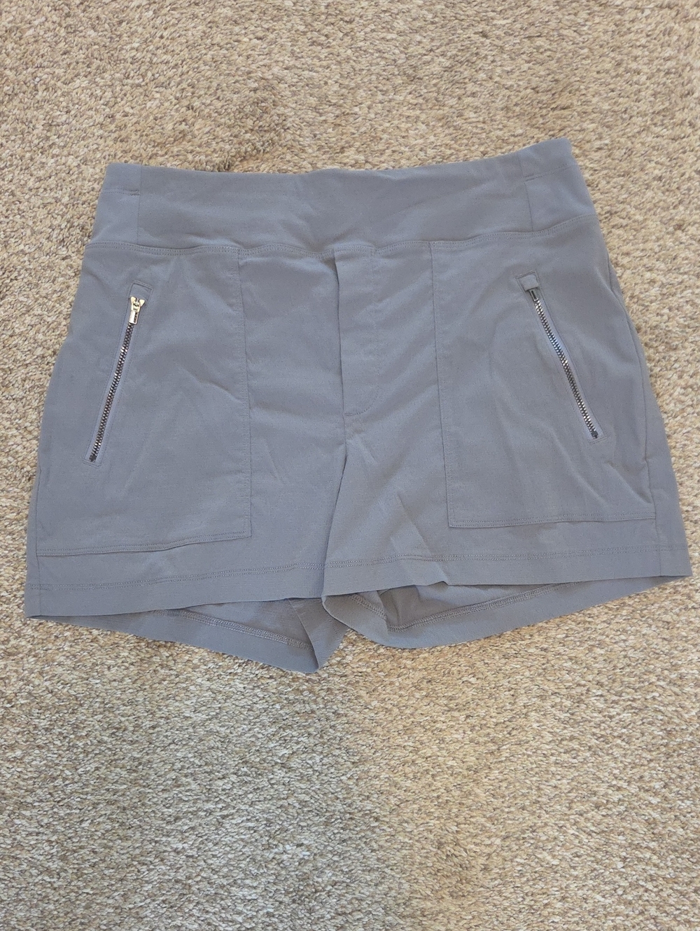 Athleta Gray Zip-Pocket Trekki Athletic Shorts